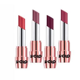 VOLO Set Of 4 Creme Matte Lipsticks - 3.5 g Each - Plum-Peach-Wine-Rose Pink-picture-47