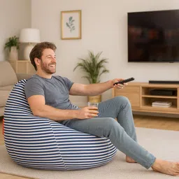 style homez 4XL Classic Cotton Canvas Stripes Printed Teardrop Bean Bag With Bean Filling image 2