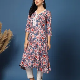 anmi Floral Print Women A-line Kurta image 5