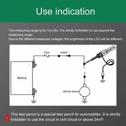 mass pro Vehicle Circuit Tester,DC 6V~24V Test Pen Pencil Light Bulb Circuit Test Analog Voltage Tester image 4