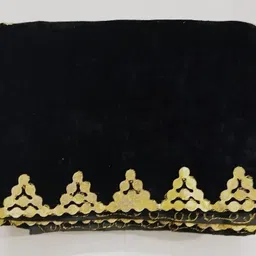 abhikart Velvet Embellished Black Women Dupatta image 4