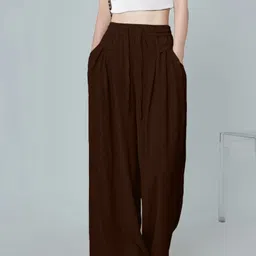 leriya fashion Women Regular Fit Brown Polycotton Trousers-picture-20
