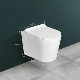 kriss kross Wall Hung Western Commode, P‑Trap 9–12 inch, Dual‑Flush Washdown, Soft‑Close Quick‑Release Seat, High‑Gloss Ceramic, Floor‑Mounted WC for Indian Bathroom Western Commode image 2