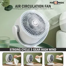 pick ur needs Rechargeable Table Fan With 4000mAh Long Battery Type C Charging 10W 4 hrs Lantern Emergency Light image 3
