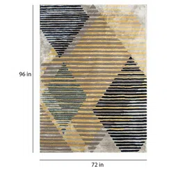 Buy Blue Wool and Viscose Geometrical 6 x 8 Feet Hand Tufted Carpet by Joyrugs by littlelooms image 3