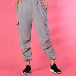 funday fashion Women Relaxed Grey Lycra Blend Trousers-picture-12