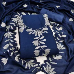 hmp fashion Unstitched Polyester Salwar and Dupatta Material Embroidered-picture-13
