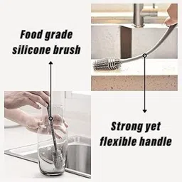 shoes factory Pack of 2 Long Handle Silicone Bottle Brush image 4