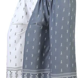 bitcoin Pack of 2 Women Flared White, Grey Viscose Rayon Trousers-picture-12