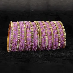 SHRASHTI Purple Glass Artificial Stones & Beads Bangle image 2