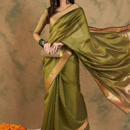 Mitera Woven Design Zari Organza Kanjeevaram Saree image 2