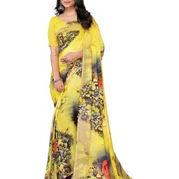 Moda Rapido Floral Jaali Printed Saree With Unstiched Blouse Piece-picture-14