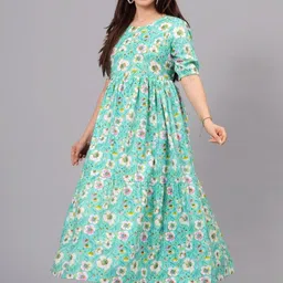 TEESHA Women Floral Printed Cotton Fit & Flare Dress-image-8