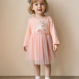 INCLUD Girls Bunny Graphic Printed Tulle Fit & Flare Dress-picture-11