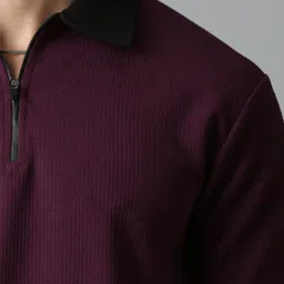 LEWEL Men Regular Fit Textured Short Sleeve Polo Collar T-shirt image 5