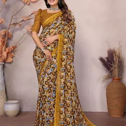 Moda Rapido Geometric Printed Saree With Blouse Piece-image-41