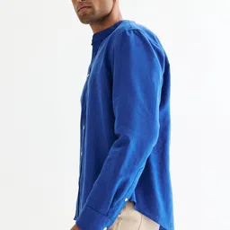 H&M Regular Fit Linen-Blend Grandad Shirt image 5