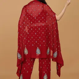 MILU MADAN Embroidered Shoulder Straps Crop Top With Palazzos & Shrug image 3