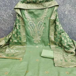 Peachmode Embroidered Unstitched Dress Material image 2