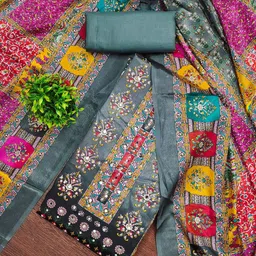 BlissFlair Art Silk Unstitched Dress Material-picture-34