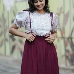 SHINISHA Floral Print Puff Sleeve A-Line Midi Dress image 5