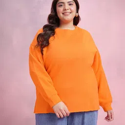 DressBerry Curve Relaxed Fit Drop-Shoulder Sleeve Fleece Pullover image 4