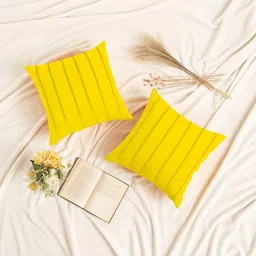 Khooti Yellow Striped Square Cushion Covers image 2