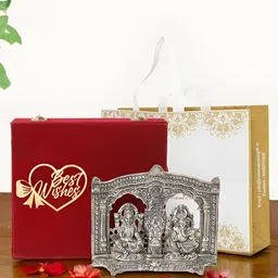 INTERNATIONAL GIFT Silver-Toned Laxmi Ganesh Religious Idol Showpiece-image-43