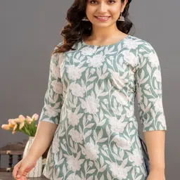CLOTHYFUSION Floral Printed Pure Cotton Kurti image 5