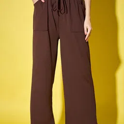 DIMPY GARMENTS Women Solid Relaxed Fit Mid-Rise Casual Wide Leg Trousers-image-45