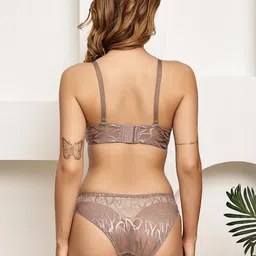 PrettyCat Printed Padded Pushup Bra With Panty Lingerie Set image 2