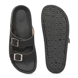 Layasa Women Striped Open Toe Flats with Buckles image 2