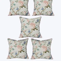 Anadhika White & Cream-Coloured Set of 3 Floral Square Cushion Covers image 4