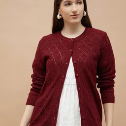 Melange by Lifestyle Women Open Knit Regular Acrylic Cardigan Sweaters-picture-28