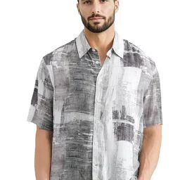 RARE RABBIT Men Comfort Spread Collar Abstract Printed Cotton Casual Shirt-picture-42