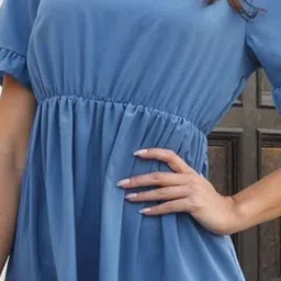 DressBerry V-neck Flutter Sleeve Tiered A-Line Midi Dress image 4