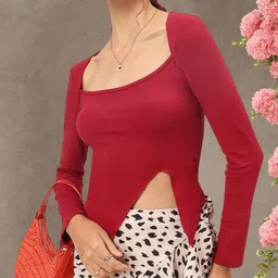 DressBerry Crisp Contour Cut-Out Detail Square Neck Fitted Top image 1