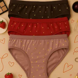 Nakshu Pack of 3 Printed Pure Cotton Mid-Rise Hipster Briefs image 2