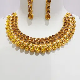 Gyaan Jewels Gold-Plated Stone Studded Necklace and Earrings-picture-23