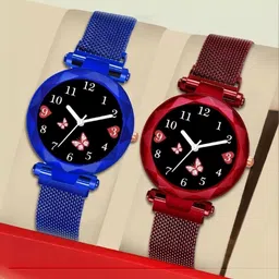 SZN Women Dial & Stainless Steel Straps Analogue Watch Mag Flower Blue+RedSZNN36514456-image-60