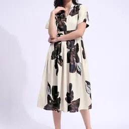 PURVAJA Floral Print Fit & Flare Midi Dress image 5