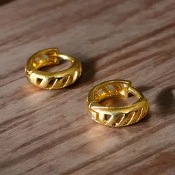 SHREE KRISHNA SHOPPING Women Gold Brass Gold Pleated Hoop Earring-picture-28