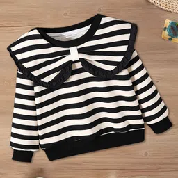FOREVER FRIDAY Girls Horizontal Stripes Peter Pan Collar Cotton Top-image-46