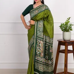 KCPC BANDHANI Green Poly Silk Sarees-image-80