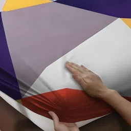 WEAVE AND DECOR White & Blue Geometric 300 TC King Bedsheet with 2 Pillow Covers image 4