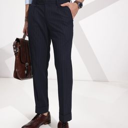 INVICTUS Men Vertical Striped Slim Fit Semiformal Trousers-picture-47