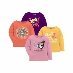 LITWAY Girls Pack of 4 Graphic Printed Round Neck Cotton T-shirts-picture-10