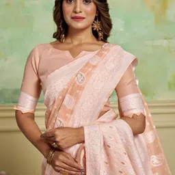 KAYOMMI Paisley Woven Design Pure Cotton Banarasi Saree image 4