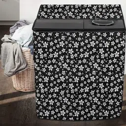 The Furnishing Tree Washing Machine Cover Floral Pattern Black Compatible for Whirlpool 6.5Kg Semi- image 4