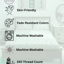 SWAYAM Green & White Printed King Bedsheet Bedsheet Sets - 2.74 m x 2.74 m image 5